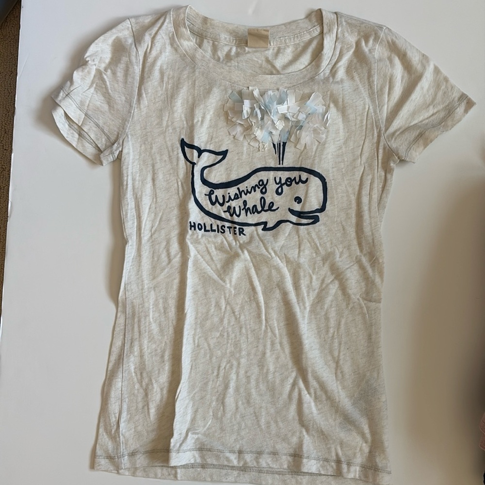 Hollister Wishing You Whale T-shirt Tee Short Sleeve Top Embellished
